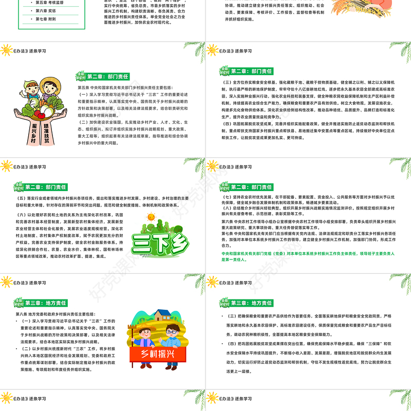 2023乡村振兴责任制实施办法PPT卡通风学习解读《乡村振兴责任制实施办法》专题课件模板下载