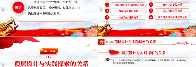 推进中国式现代化需要处理好若干重大关系PPT红色简洁总书记重要讲话党课课件