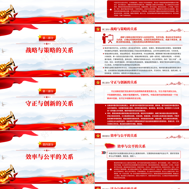 推进中国式现代化需要处理好若干重大关系PPT红色简洁总书记重要讲话党课课件