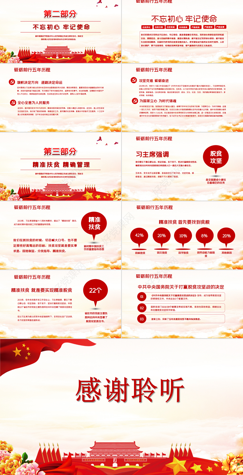 党建风新中国成立71周年建国国庆节PPT模板