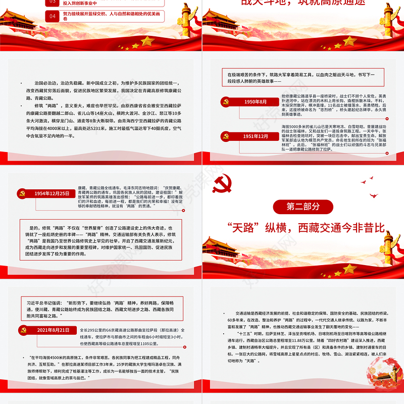 弘扬两路精神迈向交通强国PPT建党100周年中国精神谱系专题党课课件