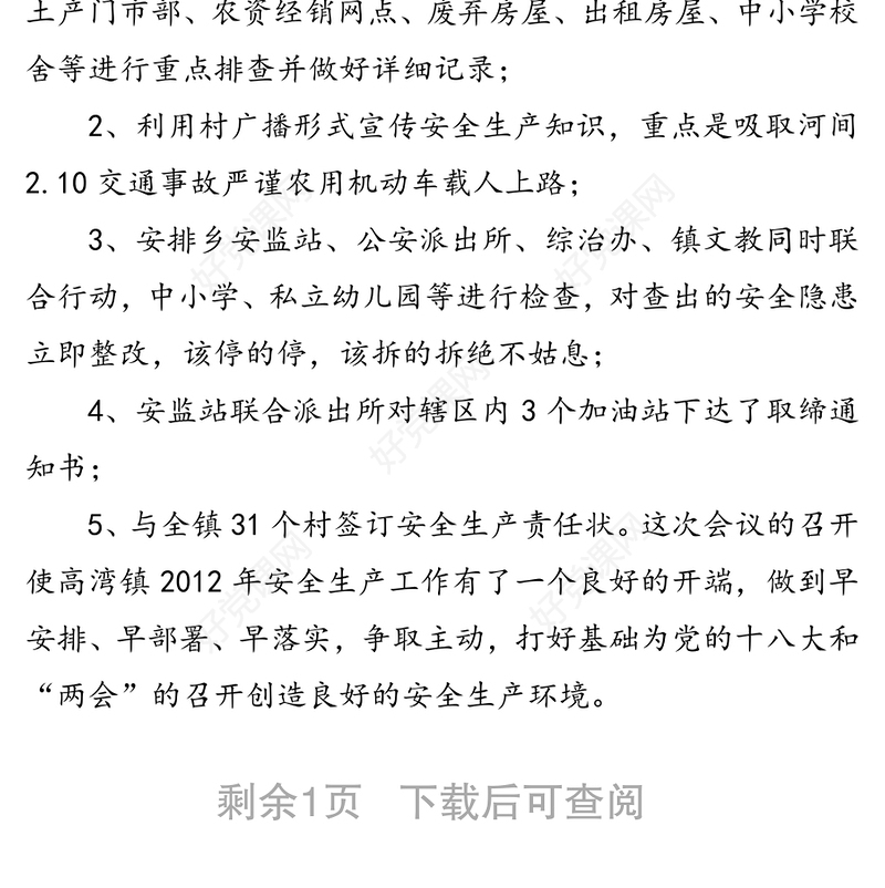 “两节”“两会”期间安全生产集中整治活动阶段性工作汇报