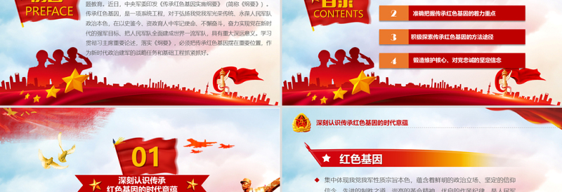 原创传承红色基因担当强军重任教育PPT强军梦-版权可商用