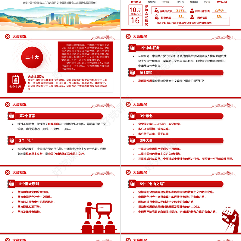 2022数读二十大报告PPT时尚国潮风党的20大报告学习解读基层党建专题党课课件