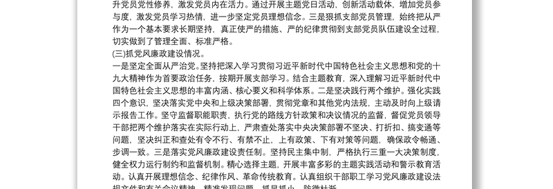 党支部落实管党治党主体责任情况报告
