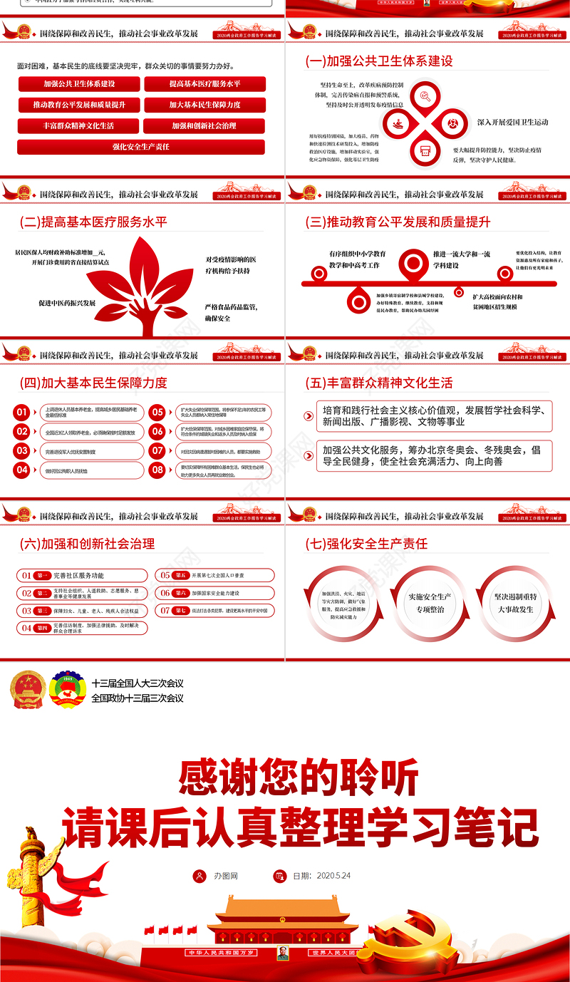 大气2020全国两会政府工作报告学习解读ppt