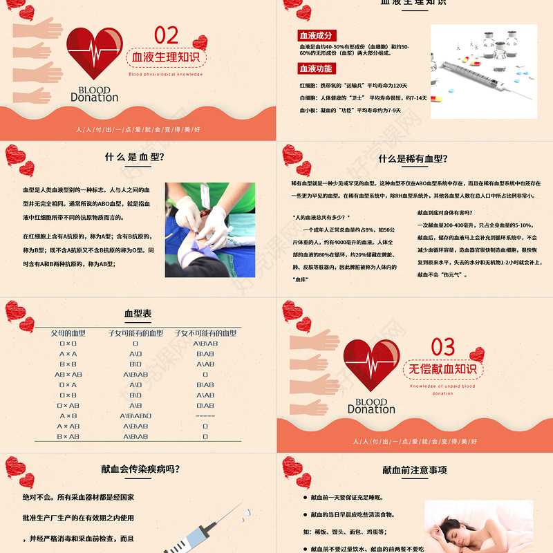 渐变世界献血日PPT无偿献血传递爱心动态PPT课件