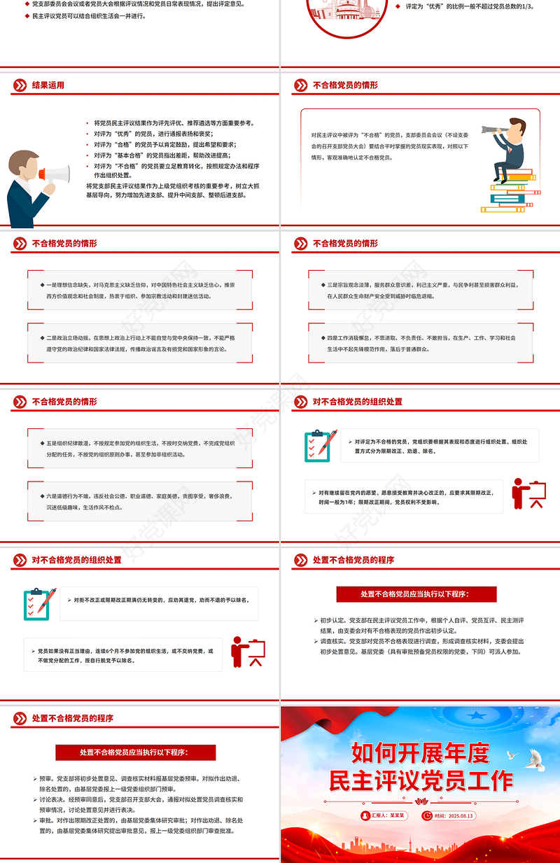党政风如何开展年度民主评议党员工作PPT党课