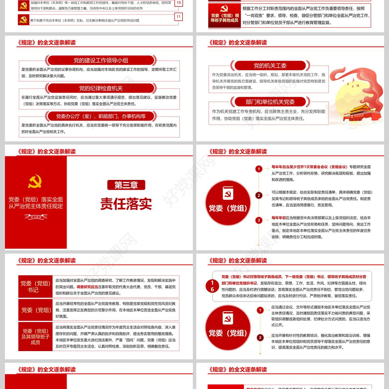  红色党建党政落实全面从严治党主体责任PPT模板
