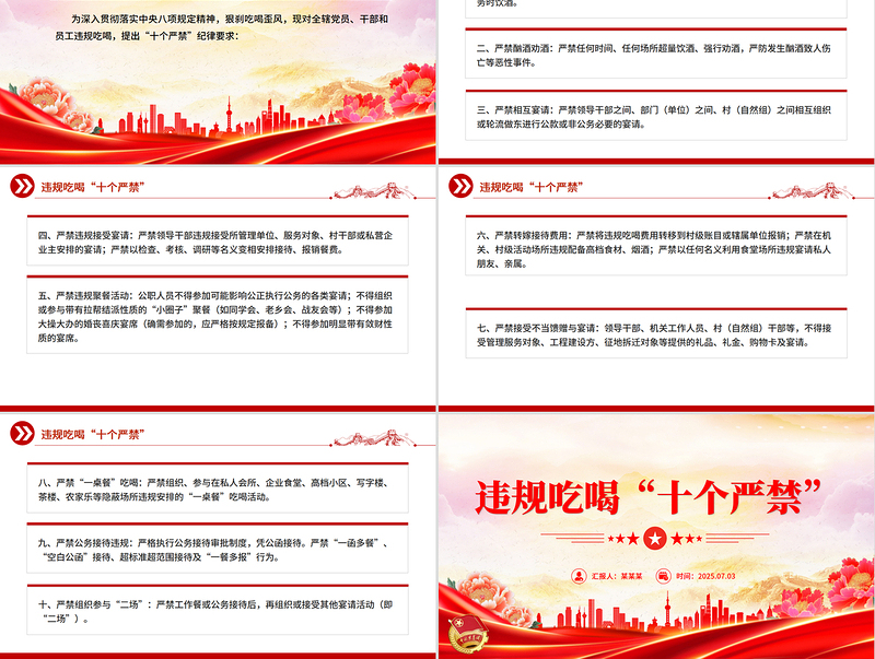 2025违规吃喝“十个严禁”PPT作风建设党课课件