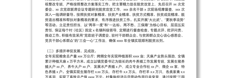 乡镇人民政府脱贫攻坚工作年度总结和下一年工作打算