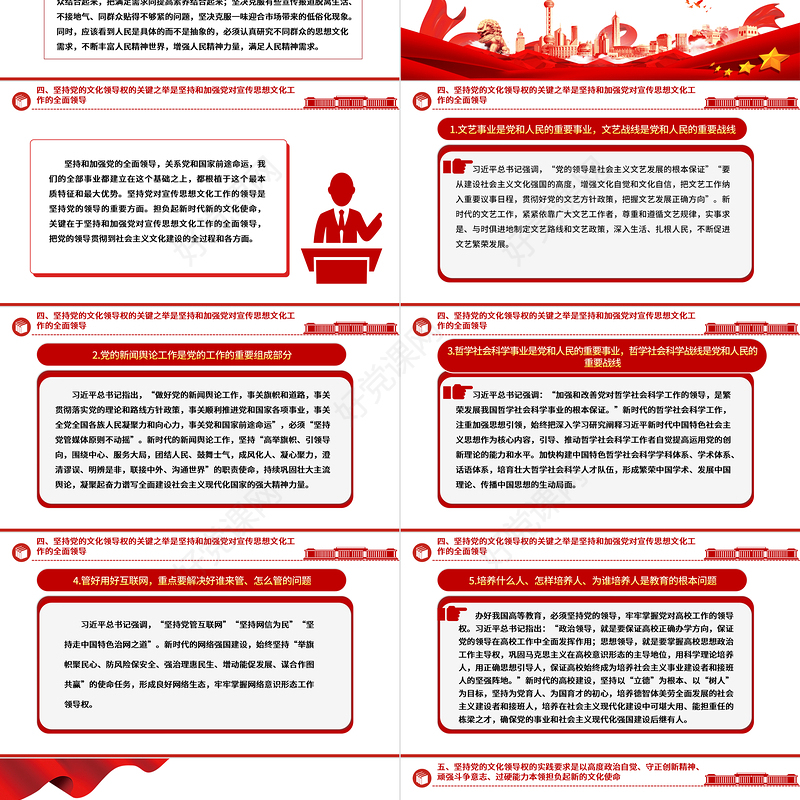 党的领导对于宣传思想文化工作的极端重要性ppt大气党政深入学习领会习近平文化思想党组织专题教育党课课件