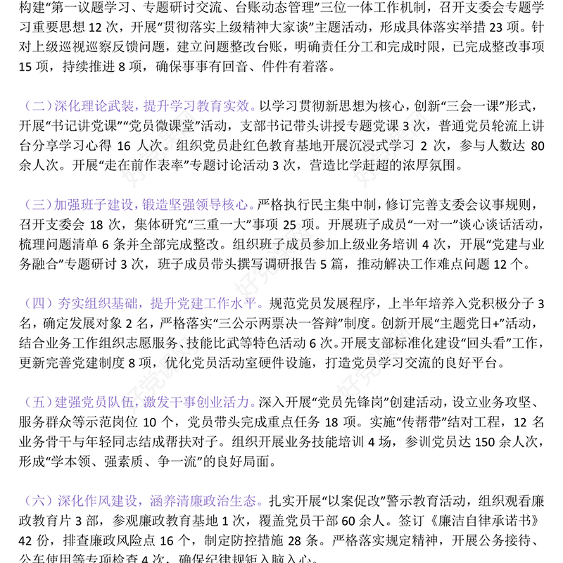 优秀党支部2025年上半年党建工作总结PPT模板下载(讲稿)