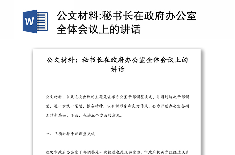 公文材料:秘书长在政府办公室全体会议上的讲话