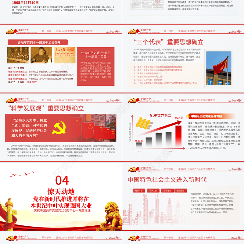 百年历史的脉络和线索建党100周年七一建党节专题党课PPT