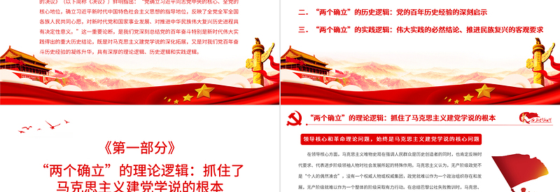 深刻把握“两个确立”的理论逻辑历史逻辑和时间逻辑PPT红色精品深入学习《中共中央关于党的百年奋斗重大成就和历史经验的决议》专题党课