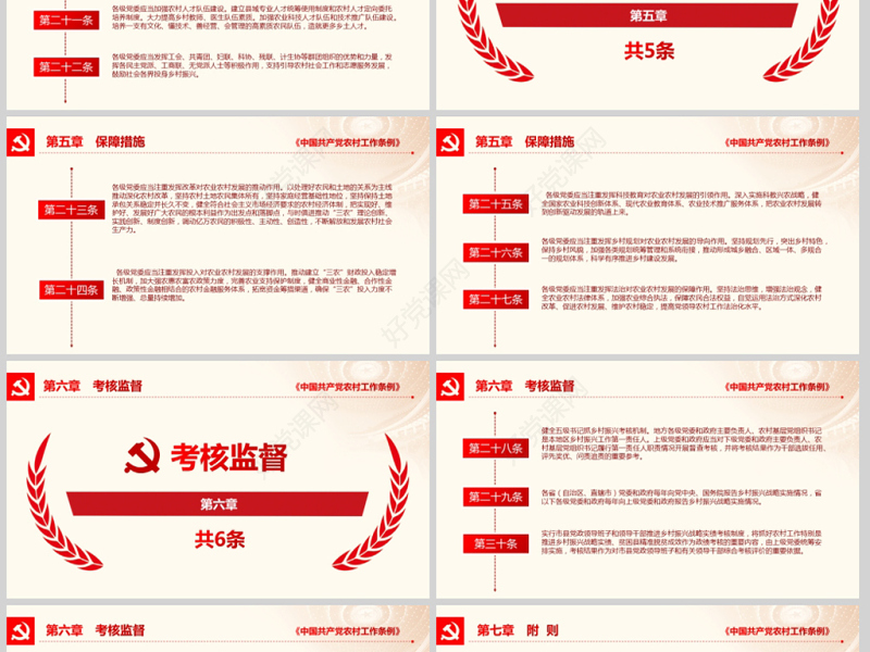 原创中国共产党农村工作条例学习解读三农ppt-版权可商用