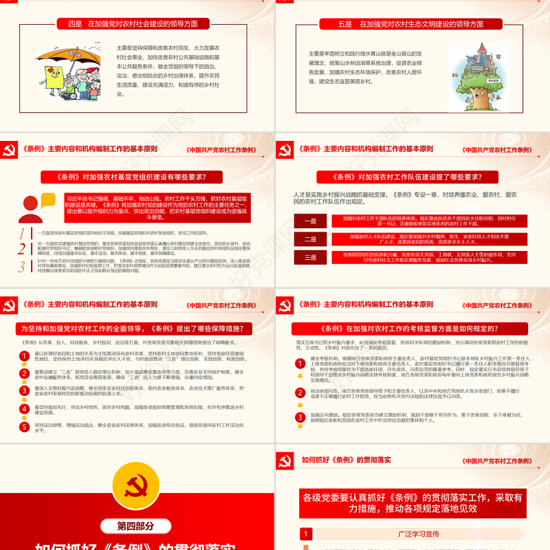 原创中国共产党农村工作条例学习解读三农ppt-版权可商用