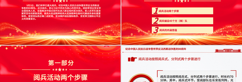 2025抗战胜利纪念日大阅兵PPT纪念中国人民抗日战争暨世界反法西斯战争胜利80周年课件