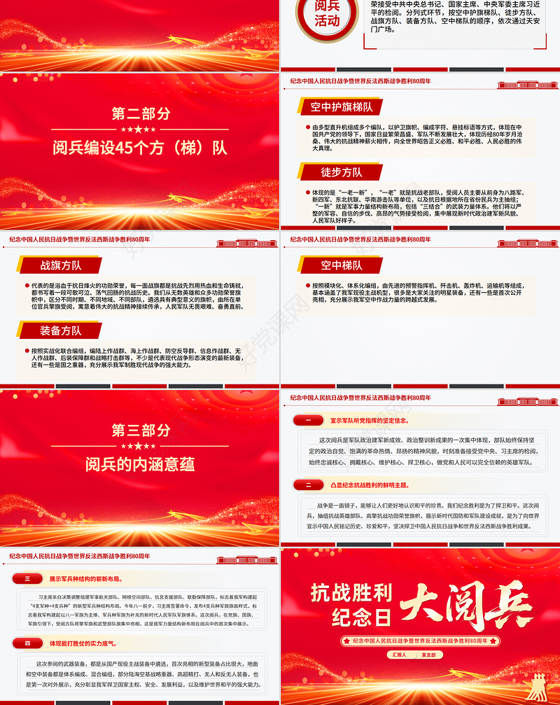 2025抗战胜利纪念日大阅兵PPT纪念中国人民抗日战争暨世界反法西斯战争胜利80周年课件