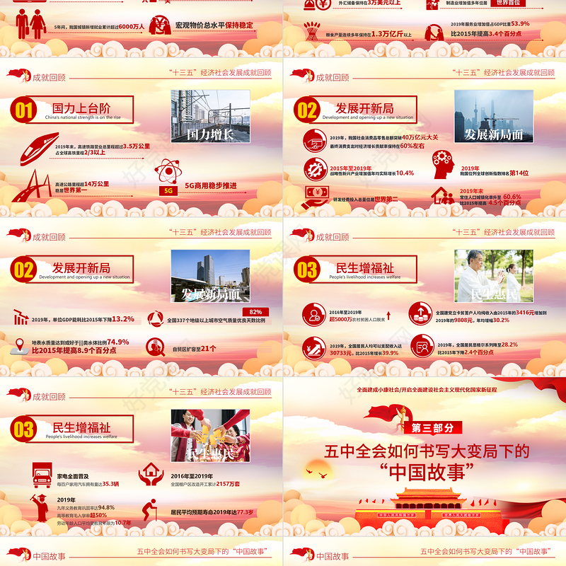 2020聚焦十九届五中全会精神解读PPT模板