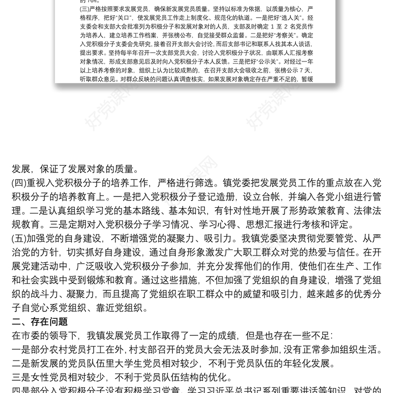 2021村党支部关于发展党员工作自查报告