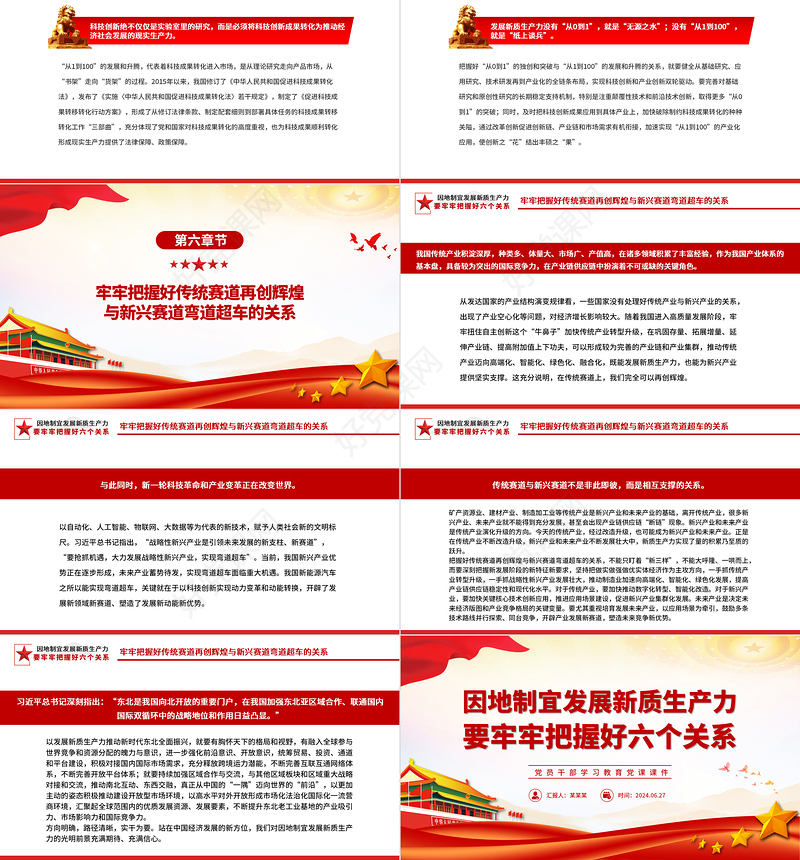 因地制宜发展新质生产力要把握好六个关系PPT党政风党员干部学习教育党课课件
