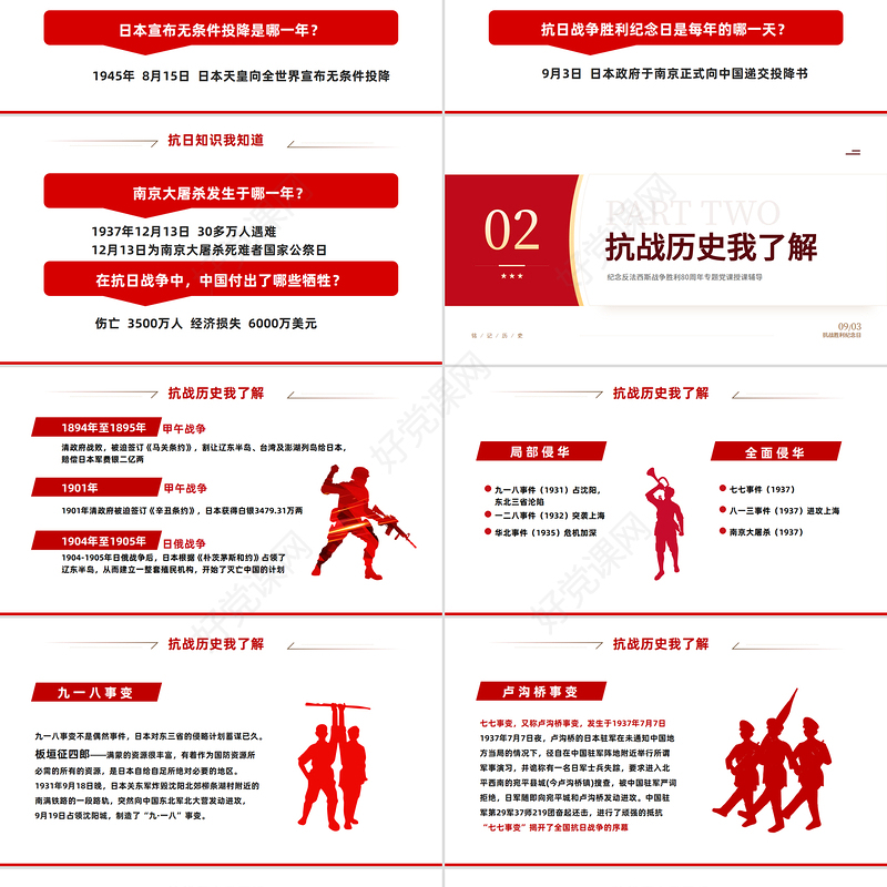 党政风纪念抗日战争胜利80周年PPT中国人民抗日战争暨世界反法西斯战争胜利80周年纪念日课件