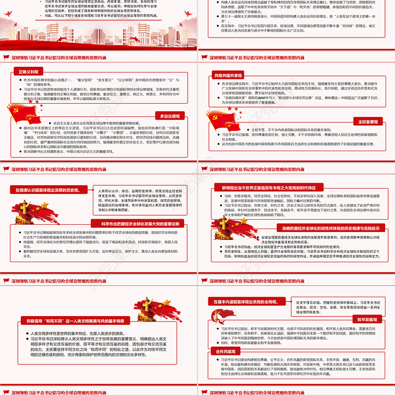 深入学习贯彻习近平总书记倡导的全球治理观PPT党政风党员干部学习教育专题党课