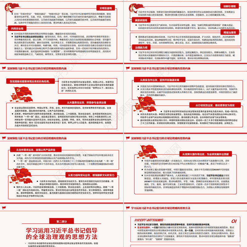 深入学习贯彻习近平总书记倡导的全球治理观PPT党政风党员干部学习教育专题党课