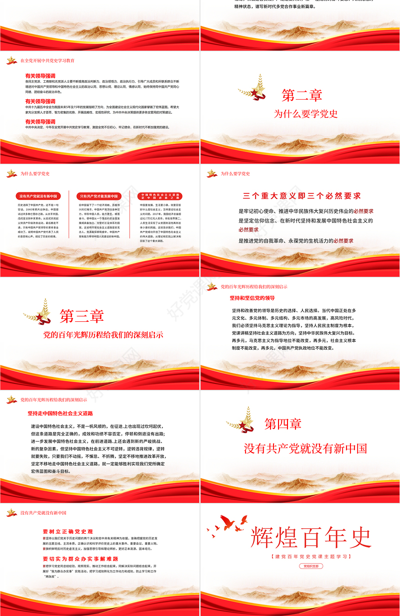 2021辉煌百年史PPT建党百年党史学习教育专题党课PPT模板