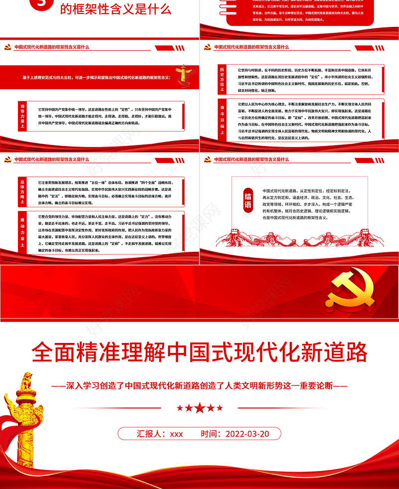 全面精准理解中国式现代化新道路PPT深入学习创造了中国式现代化新道路创造了人类文明新形势这一重要论断专题党课课件模板 中国式现代化新道路 人类文明新形势