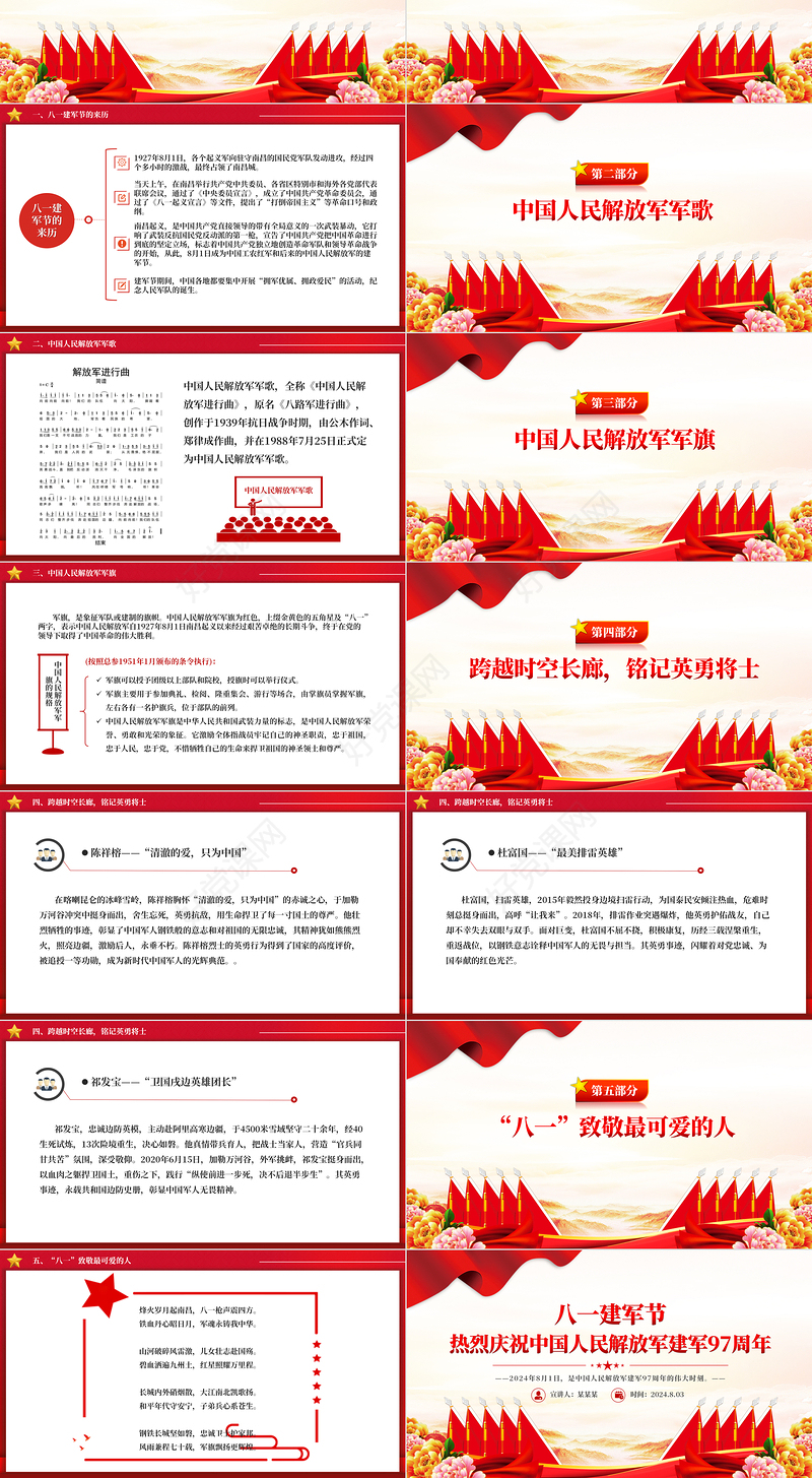 2024八一建军节PPT热烈庆祝中国人民解放军建军97周年课件