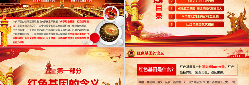 原创传承红色基因担当强军重任军队学习PPT-版权可商用