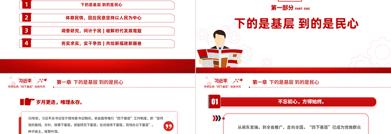 2023践行四下基层PPT大气党建风“四下基层”与新时代党的群众路线党课辅导课件