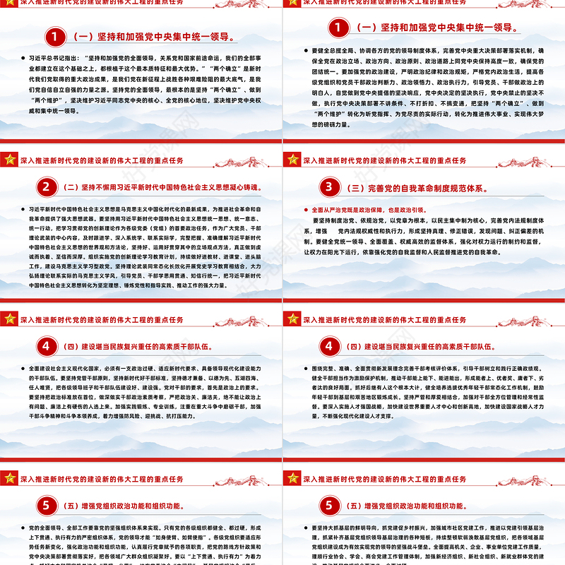 2023深入推进新时代党的建设新的伟大工程PPT红色党政风学习宣传贯彻党的二十大精神专题党课课件模板