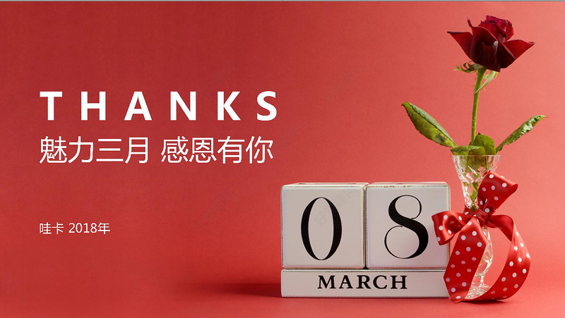三八妇女节美丽女人节感恩有你PPT模板