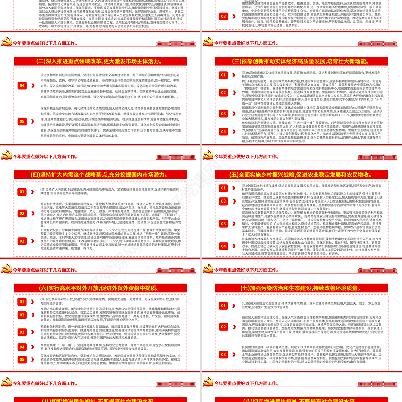 红色简约2021年全国两会政府工作报告学习解读PPT