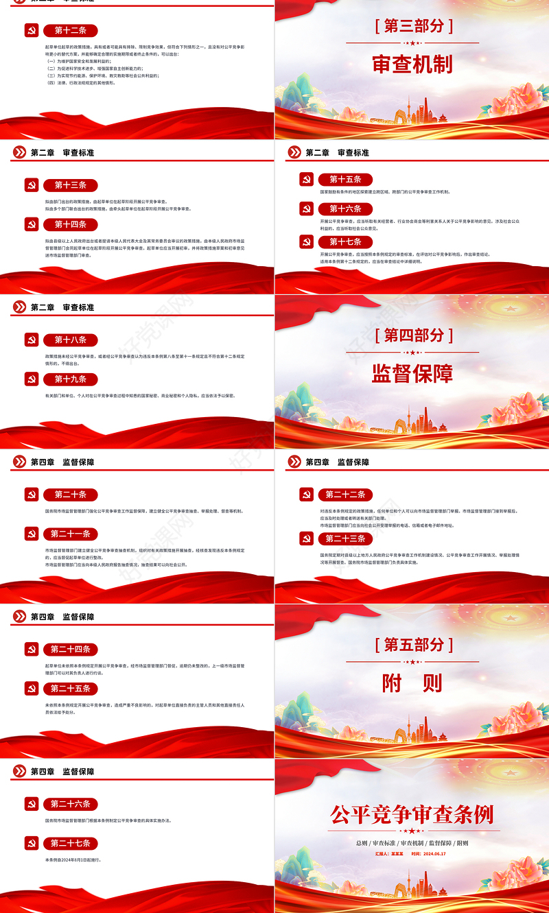 简洁风《公平竞争审查条例》全文PPT行政法规系列课件下载