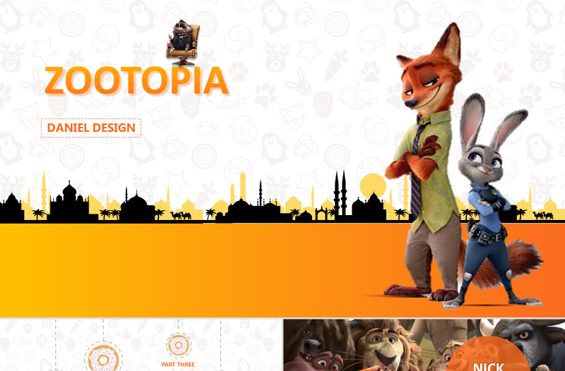 《疯狂动物城》迪斯尼3D动画大片ppt模板