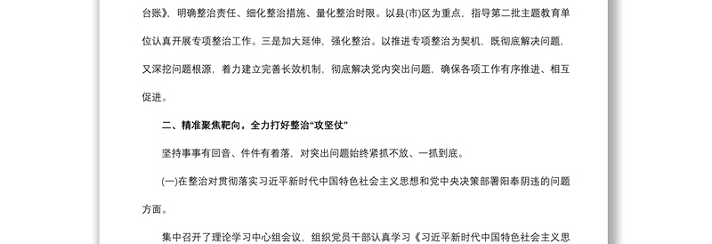 2021主题教育专项整治“回头看”工作总结报告