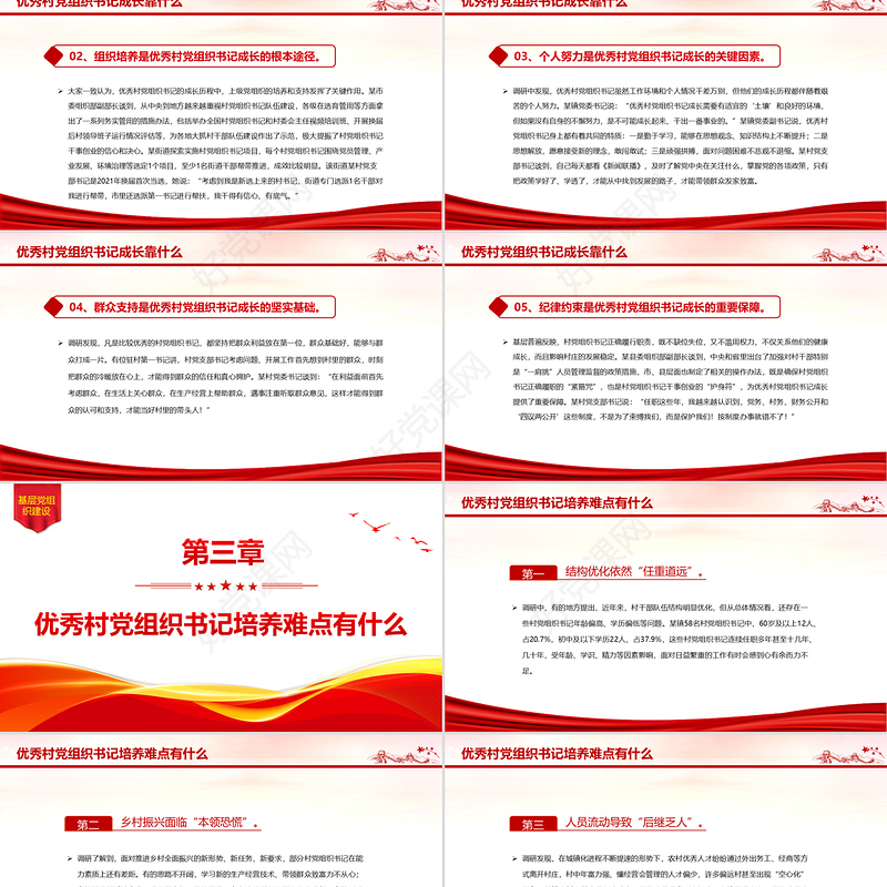 红色精美如何加强优秀村党组织书记队伍建设PPT党课课件