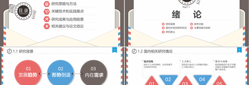 信封信件式严谨学术风格毕业设计论文答辩开题报告PPT