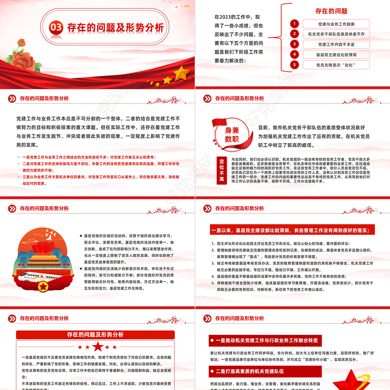 2024年3月民主生活会PPT红色党政风基层党委干部民主生活会课件
