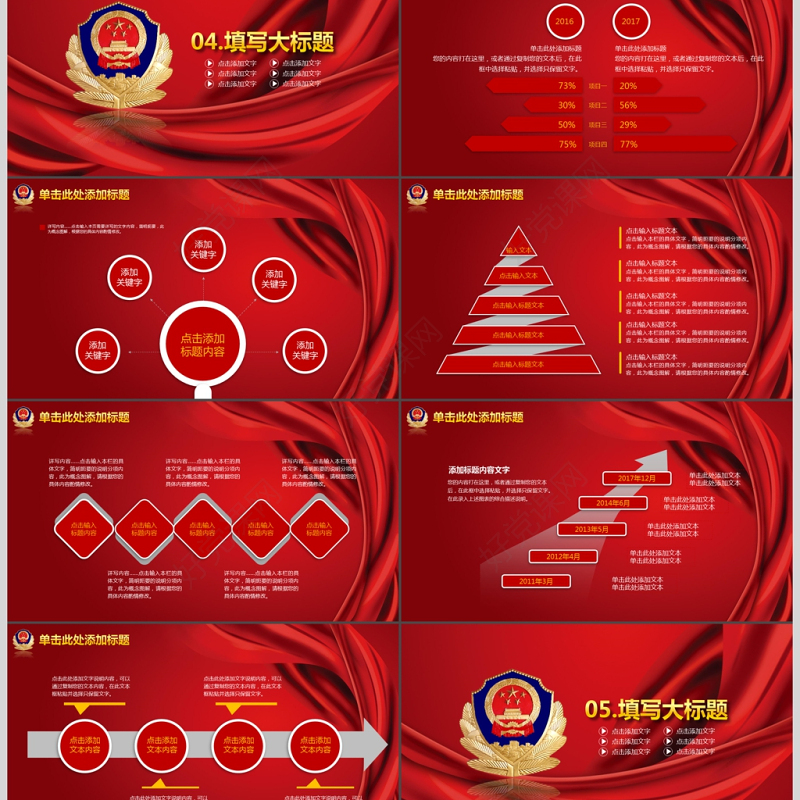 红色大气党建公安警察工作总结汇报PPT