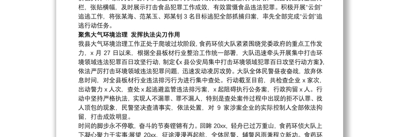 20xx年县公安局食药环侦大队工作情况汇报公安局环侦大队3篇