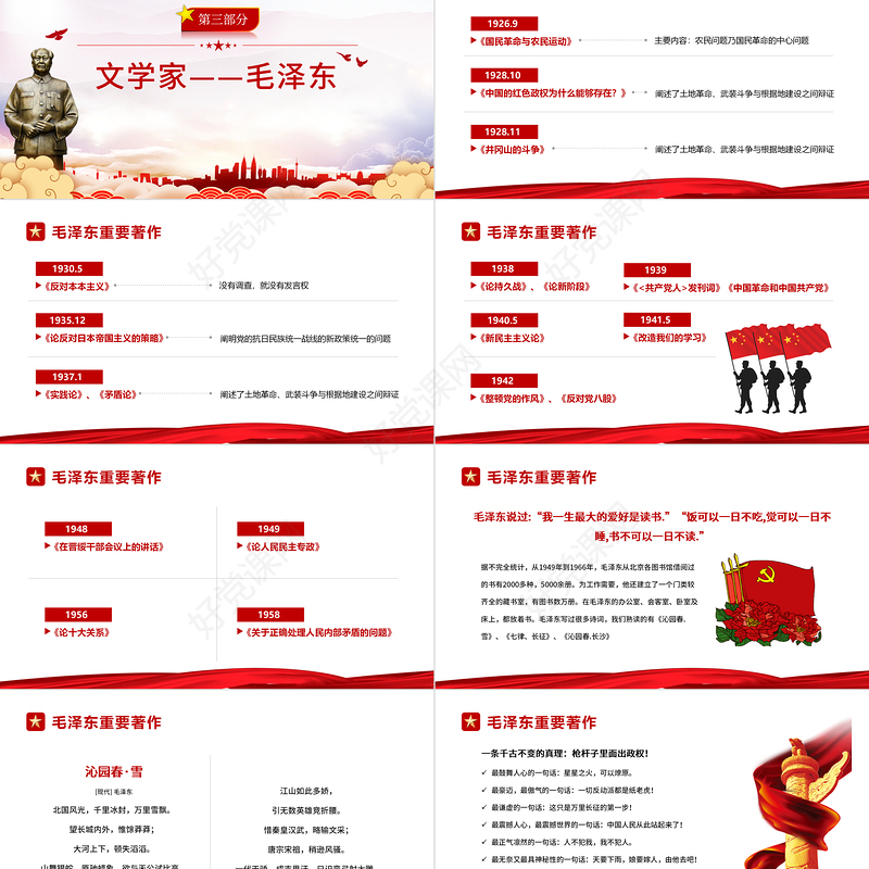 毛泽东诞辰128周年纪念日PPT红色庄严缅怀心中永远的伟人毛主席党员学习专题党课