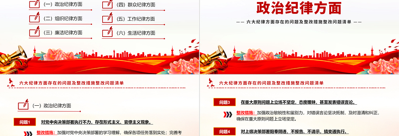 2024党纪学习教育六大纪律方面存在的问题及整改措施整改问题清单PPT下载