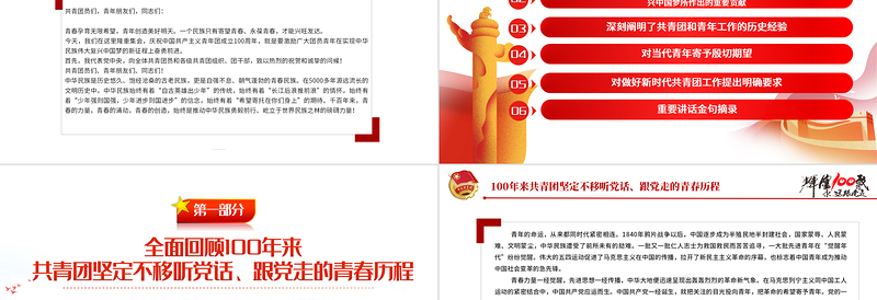 在庆祝中国共产主义青年团成立100周年大会上的讲话精神解读团课课件