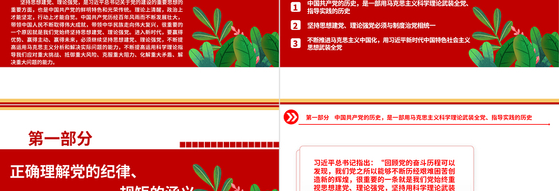 2023坚持思想建党、理论强党ppt红色创意风习近平书记关于党建的重要思想党政机关党支部学习党课模板